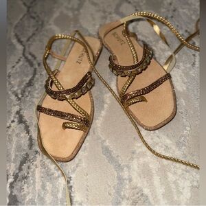 Authentic SCHUTZ women’s Metallic Gold Strappy Sandals